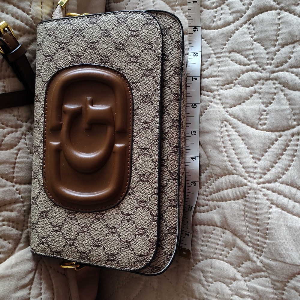 Chic Brown Patterned Shoulder Bag - image 8